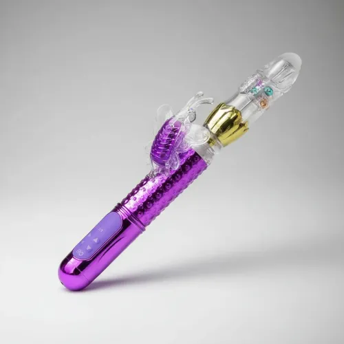 Vibrador Conejo Dildo Rotador Punto G Clítoris Violeta