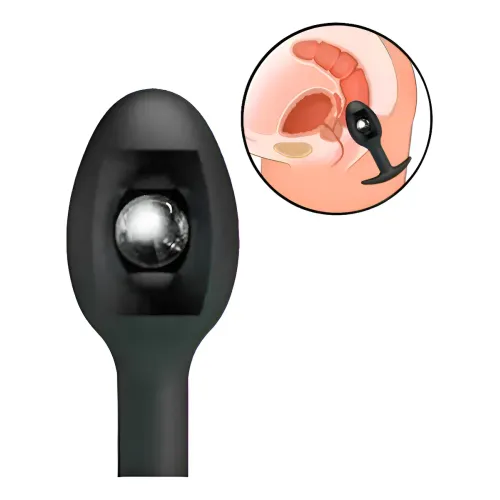 Plug Anal Prostático Bola Acero Silicona Negro Negro