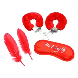 Kit Bdsm Antifaz Esposas Pluma Fetiche Rojo Pasión Kit Bdsm Antifaz Esposas Pluma Fetiche Rojo Pasión