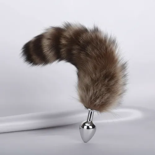Plug Anal Metálico Cola Zorra Fantasía Bdsm Marrón Small