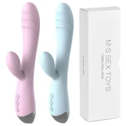 Vibrador Dual Punto G Clítoris Curvo Usb Recargable Celeste
